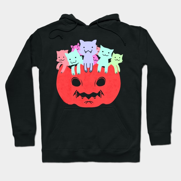 Halloween Pumpkin with Color Cats Hoodie by BOO